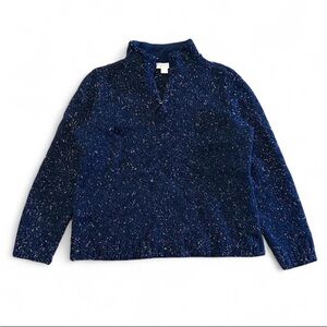 Christopher & Banks Cozy Speckled Blue Quarter Zip Sweater